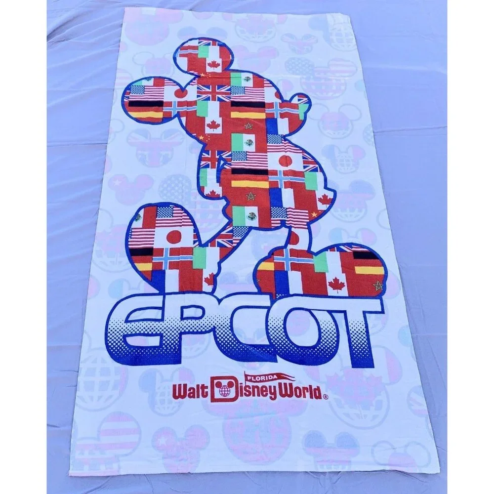 Walt Disney World Epcot Mickey Mouse International Flags Beach Towel